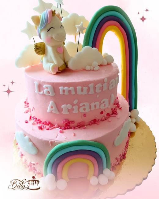 Tort cu unicorn și curcubeu