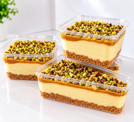 Cheesecake la pahar cu fistic și caramel